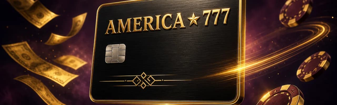 A premium black-metal AMERICA 777 card representing the underlying card-on-file behind Apple Pay and Google Pay rails